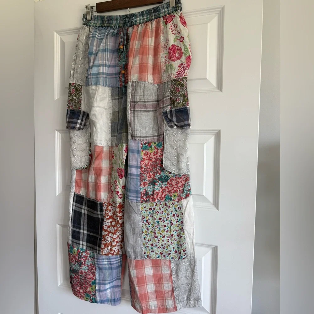 Young Threads Patchwork Pants NWT Medium Boho Cottagecore - Picture 3 of 14
